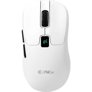 Rajin Strike Üç Modlu Kablosuz & Kablolu 12800 Dpi LCD Ekran & Makro Yazılımlı Kablosuz Gaming Mouse - Beyaz (2.4 Ghz Kablosuz + Bt5.1 + Type-C ile Kullanım Desteği)