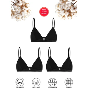 Özkan Underwear Özkan 0923 3'lü Paket Kız Çocuk %95 Pamuklu Süprem Likralı Esnek Rahat Kapsız Pedsiz Alıştırma Sütyeni Ince Askılı Yarım Atlet Büstiyer;