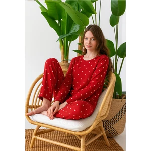 Mevsimlik Uzun Kollu Süet Kadın Pijama Takımı- Bisiklet Yaka Kadın Pijama