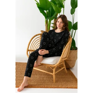 Mevsimlik Uzun Kollu Süet Kadın Pijama Takımı- Bisiklet Yaka Kadın Pijama