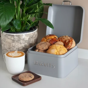 Home Biscuits Galvaniz Metal Saklama Kutusu - Gri