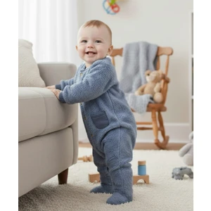 Patikli Welsoftlu astarlı bebek kışlık Tulum sıcacık Mavi