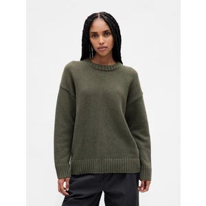 Kadın Yeşil 100% Pamuk Oversize Kazak