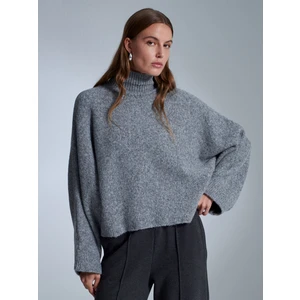 10817 Yarasa Kol Yün Karışımlı Triko Kazak-Füme M.