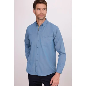 Erkek Regular Fit Klasik Kesim Pamuklu Oxford Doku Petrol Renk Düğmeli Yaka Gömlek