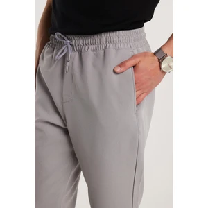 Erkek Regular Fit Beli Lastikli Bağcıklı Jogger Gri Pantolon Rahat Kesim Yan Cepli