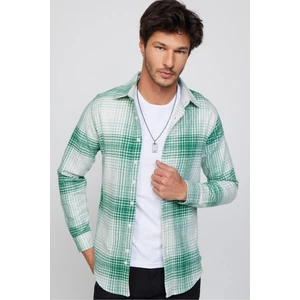 Erkek Slim Fit Dar Kesim Uzun Kollu Kareli Kışlık Oduncu Gömlek