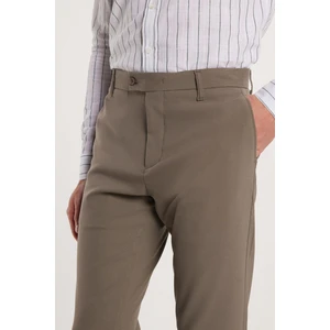 Erkek Slim Fit Dar Kesim Esnek Yan Cepli Bilek Boy Canvas Kesim Açık Haki Pantolon