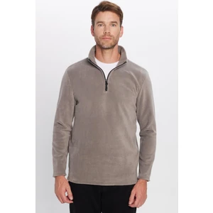 Unisex Standart Fit Anti-pilling Tüylenme Yapmayan Soğuk Geçirmez Gri Bato Yaka Polar Sweatshirt