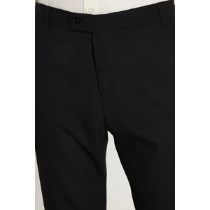 Erkek Slim Fit Dar Kesim Chino Yandan Cepli Pamuklu Siyah Pantolon