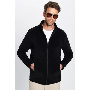 Unisex Siyah Anti-pilling Tüylenme Yapmayan Standart Fit Tam Fermuarlı Soğuk Geçirmez Polar Hırka