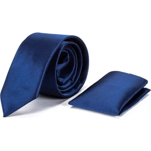 Klasik Mendilli Lacivert Erkek Kravat