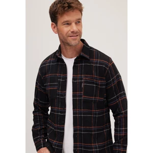 Erkek Slim Fit Dar Kesim Uzun Kollu Kareli Çift Cepli Kışlık Oduncu Gömlek