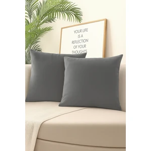 Gri Kırlent Kılıfı 4'lü Set - Gizli Fermuarlı - Kadife Dokulu