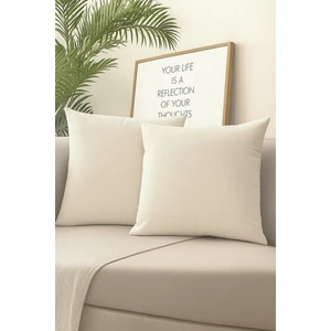 Ekru Kırlent Kılıfı 4'lü Set - Gizli Fermuarlı - Kadife Dokulu