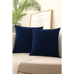 Lacivert Kırlent Kılıfı 4'lü Set - Gizli Fermuarlı - Kadife Dokulu