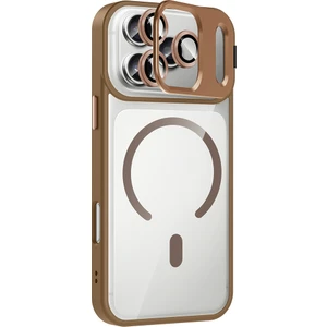 iPhone 17 Pro Uyumlu Kılıf Standlı M-Safe Özellikli Etro Kapak + Lens Koruma Çöl Titanyum