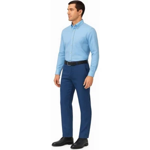 Rahat Kesim Likralı Pamuklu Erkek Baba Açık Mavi Keten Pantolon