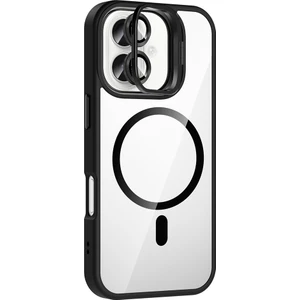 iPhone 17 Uyumlu Kılıf Standlı M-Safe Özellikli Etro Kapak + Lens Koruma Siyah