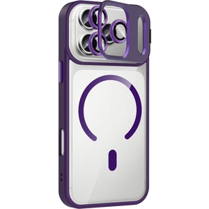 iPhone 17 Pro Max Uyumlu Kılıf Standlı M-Safe Özellikli Etro Kapak + Lens Koruma Derin Mor