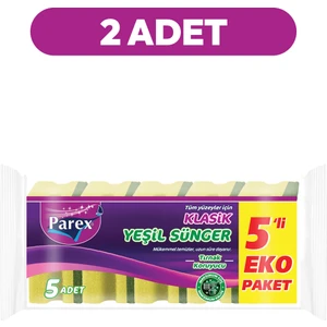 Klasik Yeşil Sünger Oluklu 5'li Paket İkili Set