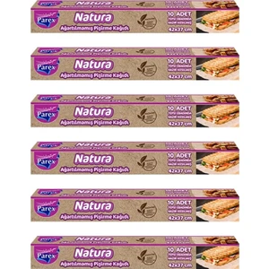 Natura Ağartılmamış Hazır Kesilmiş Pişirme Kağıdı 10’lu 6 Paket