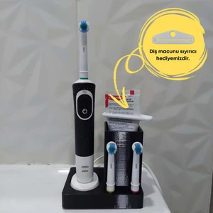 Rafine Studio 3D Elektrikli Şarjlı Siyah Diş Fırçası ve Macun Standı – Elektrikli Fırça Başlığı Organizeri