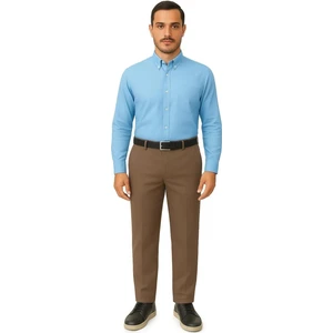 Rahat Kesim Pamuklu Keten Koyu Kahve Baba Erkek Pantolon