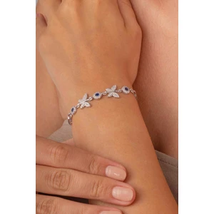 Gümüş Pazarım Safir Taşlı Kelebek Motifli Gümüş Bileklik-