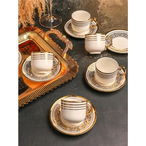 – Eliza 6’lı Yaldızlı Türk Kahve Fincan Takımı – 90 ml