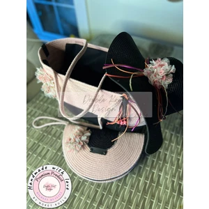 Double Knot Design Vero 3lü Takım Plaj Çantası , El Çantası Clutch, Şapka, Totebag,çanta, Yazlık, Hediyelik,