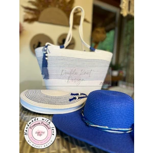 Double Knot Design Vero 3lü Takım Plaj Çantası , El Çantası Clutch, Şapka, Totebag,çanta, Yazlık, Hediyelik,