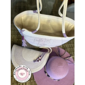 Double Knot Design Vero 3lü Takım Plaj Çantası , El Çantası Clutch, Şapka, Totebag,çanta, Yazlık, Hediyelik,