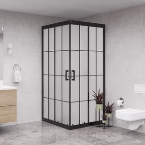 Black Quandrum  6mm Karolajlı Tam Kumlama Kare Duşakabin