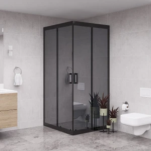 Black Quandrum 6mm Reflekte Cam Kare Duşakabin BJTUY168