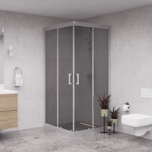 Silver Quandrum 6mm Füme Cam Kare Duşakabin