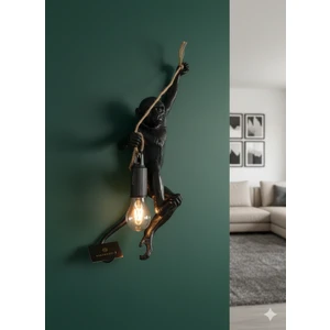 Maymun Figürlü 55CM Dekoratif Duvar Lambası | Kablosuz, Şarj Edilebilir ve Uzaktan Kumandalı