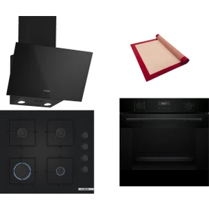 Siyah 3 lü Ankastre Set 336 ( HUA717BA0T - POP6C6P30O - DWK65AD30R ) - Buhar Destekli - Fırın Matı ile