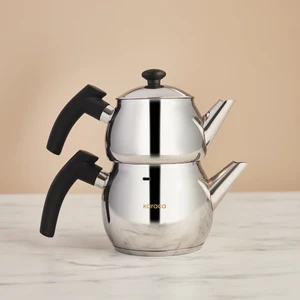 Adelya İndüksiyon Tabanlı Mini Boy Siyah Çaydanlık Takımı