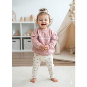 Laura Baby Çiçek Desenli Kız Bebek Çocuk Alt Üst Taytlı Takım