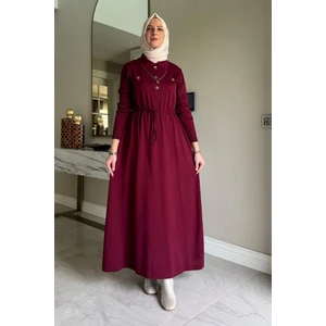 Rabia Şamlı Hazan Triko Elbise Bordo