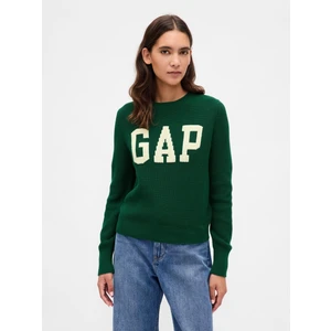 Kadın Yeşil Gap Logo Intarsia Kazak