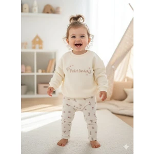 Laura Baby Çiçek Desenli Kız Bebek Çocuk Alt Üst Taytlı Takım