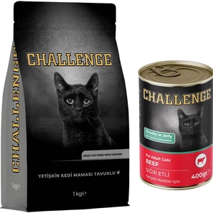 Ikisi Bir Arada Tavuklu Yetişkin Kedi Maması 1 kg + Sığır Etli Yetişkin Kedi Konservesi 400 gr