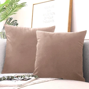 Sütlü Kahve Kırlent Kılıfı 4'lü Set - Gizli Fermuarlı - Kadife Dokulu