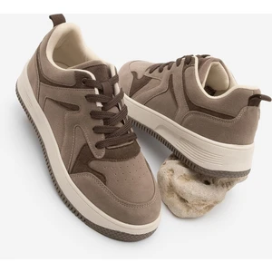 Kadın Sneaker Yüksek Taban Spor Ayakkabı Aryan Vizon Süet