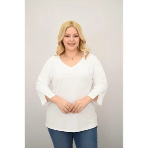 Koza Butik Kadın Büyük Beden Bantlı V Yaka Bluz 1919-25