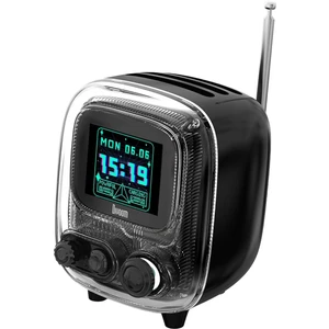 Tiivoo-2 Fm Radyolu Mini Bluetooth Hoparlör, Kablosuz Piksel Ekranlı Retro Taşınabilir Ses Bombası, Siyah