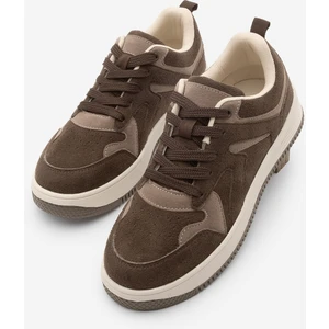 Kadın Sneaker Yüksek Taban Spor Ayakkabı Aryan Kahve Süet