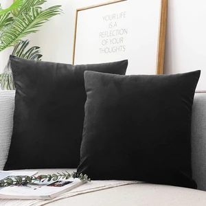 Siyah Kırlent Kılıfı 4'lü Set - Gizli Fermuarlı - Kadife Dokulu